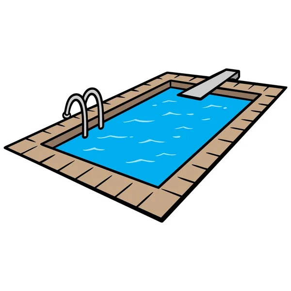 Piscina Cartone Animato Illustrazione Una Piscina — Vettoriale Stock