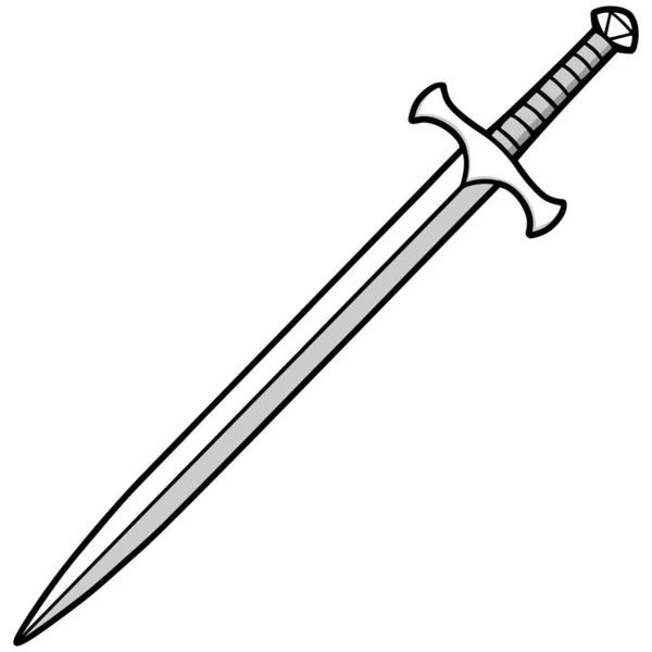Espada Una Ilustración Dibujos Animados Una Espada Medieval — Archivo Imágenes Vectoriales