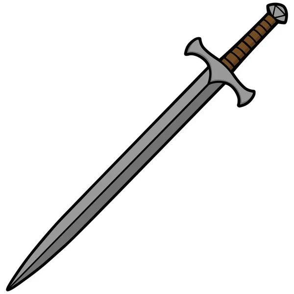 Schwert Eine Zeichentrickillustration Eines Mittelalterlichen Schwertes — Stockvektor