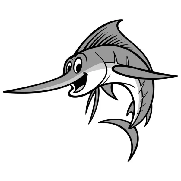 Swordfish Eine Cartoon Illustration Eines Schwertfisches — Stockvektor