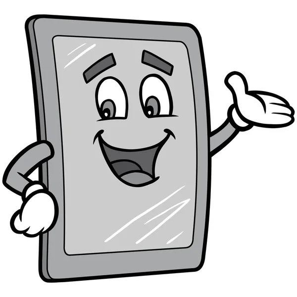 Computer Tablet Mascot Una Ilustración Dibujos Animados Una Mascota Computer — Archivo Imágenes Vectoriales