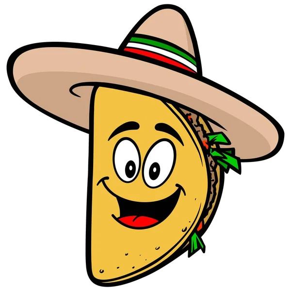 Taco Mascot Ilustrasi Kartun Dari Maskot Taco - Stok Vektor