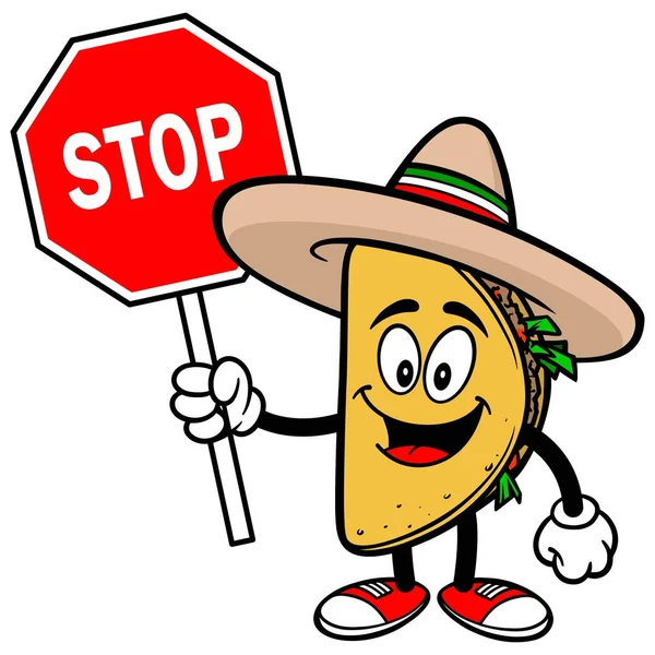 Taco Maskotka Ilustrację Kreskówki Maskotka Taco — Wektor stockowy