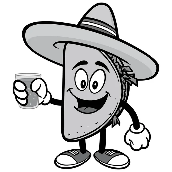 Mascotte Taco Une Illustration Dessin Animé Une Mascotte Taco — Image vectorielle