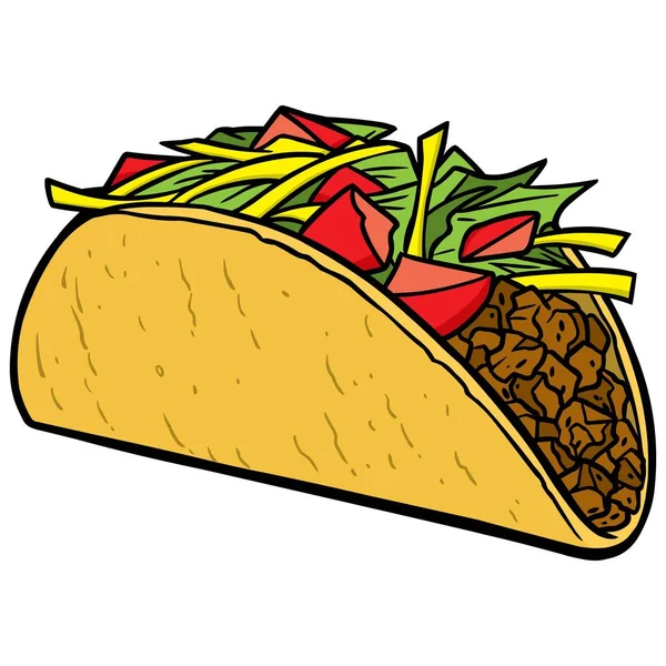 Taco Tecknad Illustration Taco — Stock vektor