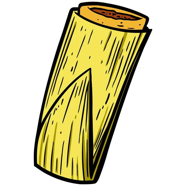 Tamale Een Cartoon Illustratie Van Een Tamale — Stockvector