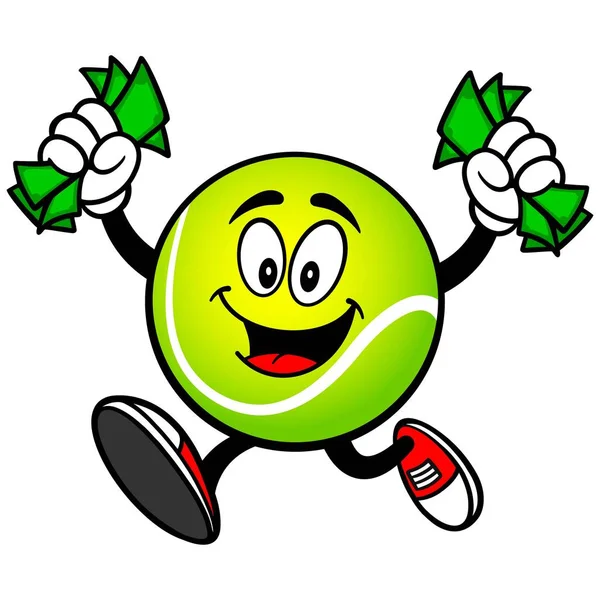 Tennis Ball Mascotte Een Cartoon Illustratie Van Een Tennis Bal — Stockvector