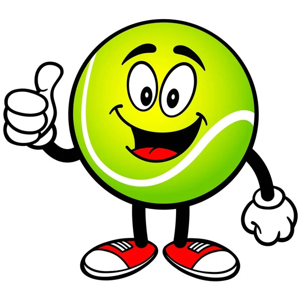 Tennis Ball Mascotte Een Cartoon Illustratie Van Een Tennis Bal — Stockvector