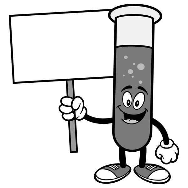 テストチューブマスコット 実験室試験管マスコットの漫画イラスト — ストックベクタ