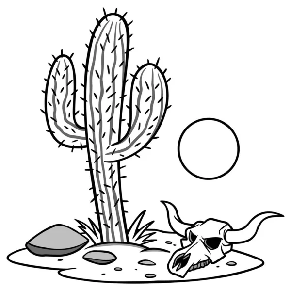Wüste Eine Zeichentrickillustration Einer Texanischen Wüste — Stockvektor