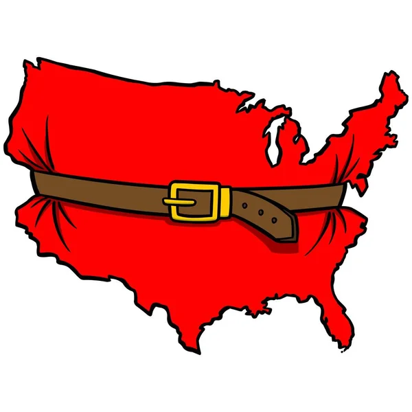 Buckle Een Cartoon Illustratie Van Amerika Wth Een Strakke Riem — Stockvector