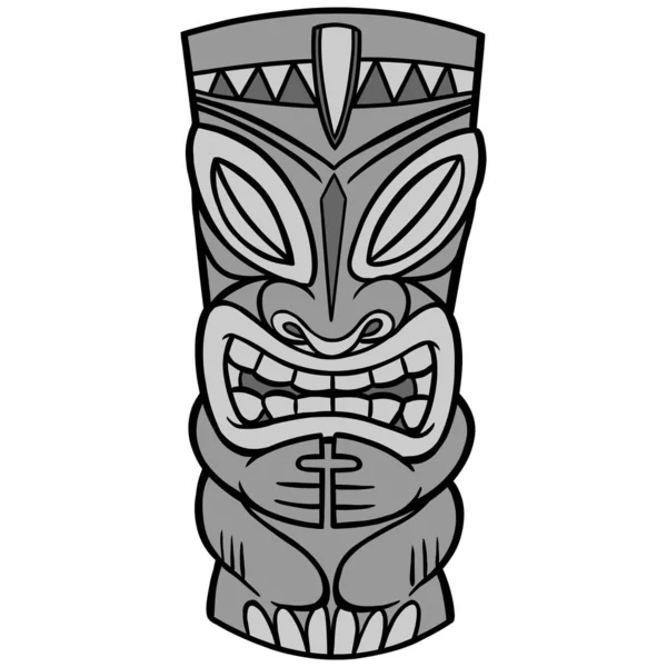 Tiki Uma Ilustração Desenho Animado Uma Estátua Tiki — Vetor de Stock