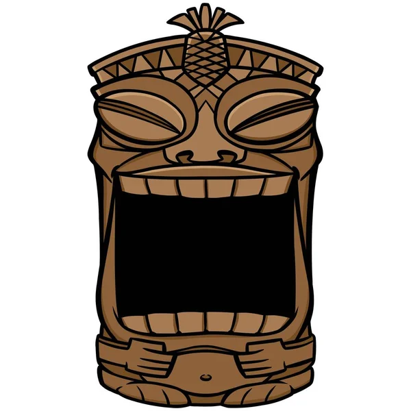 Tiki - Bir Tiki heykeli bir karikatür illüstrasyon.