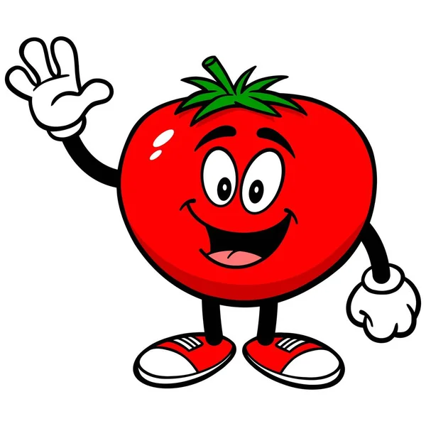 Maskotka Pomidorowa Ilustracja Kreskówek Maskotką Pomidorowym — Wektor stockowy