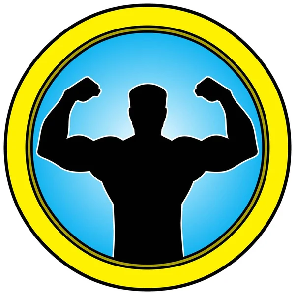 Strongman Icon Une Illustration Dessin Animé Homme Dur — Image vectorielle