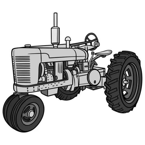 Traktor Tecknad Illustration Traktor — Stock vektor