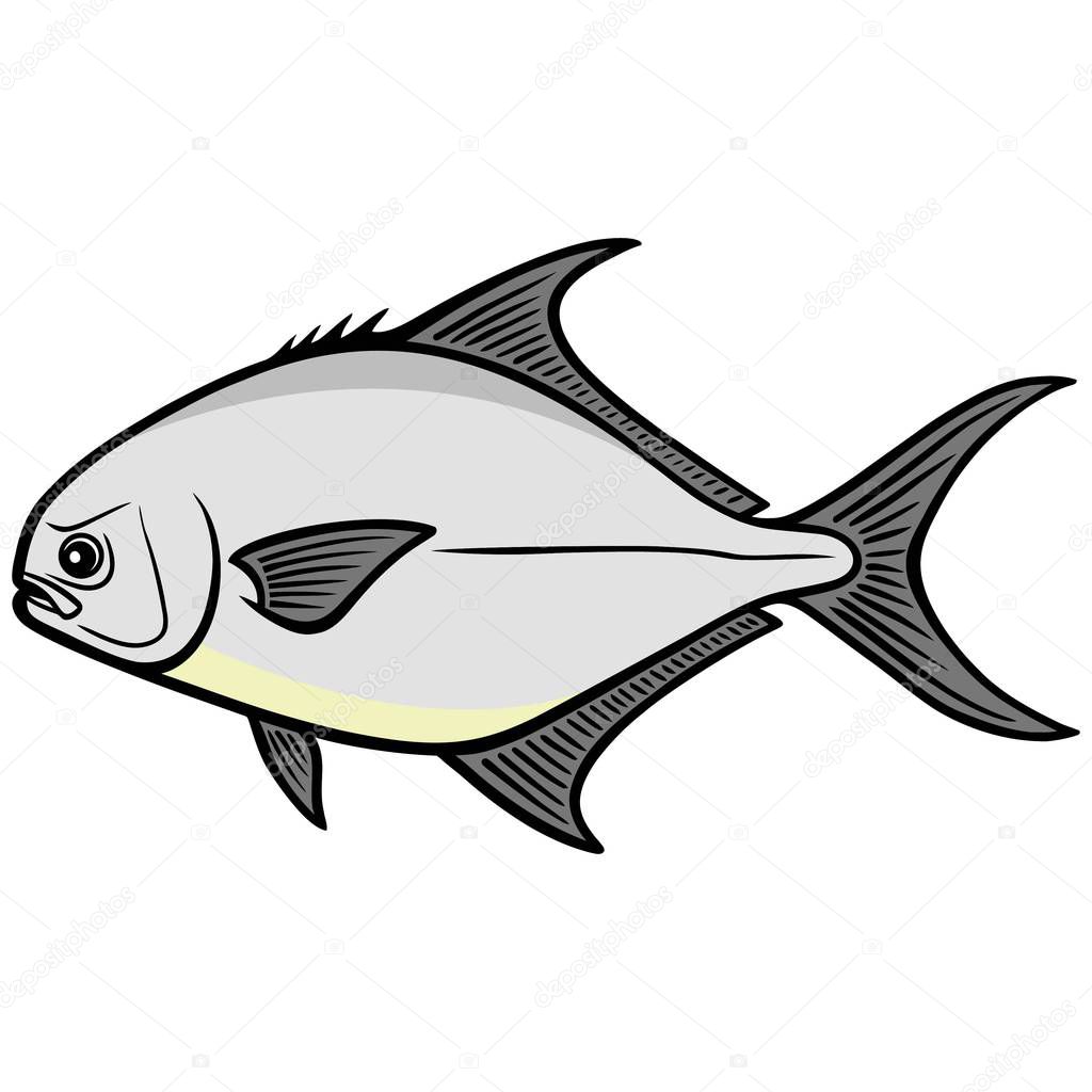 Pompano Fish - A cartoon illustration of a Pompano Fish.
