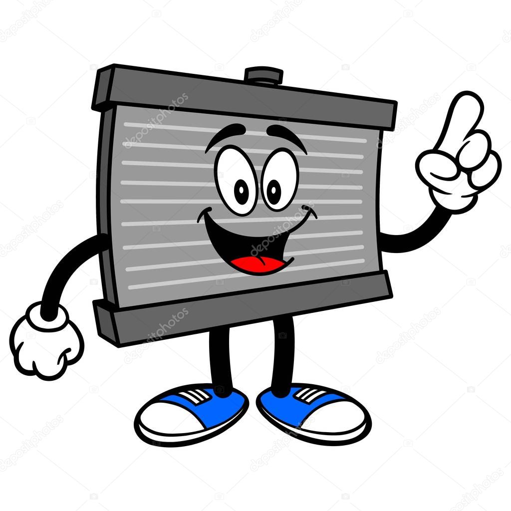 Radiator Mascot Pointing - A cartoon illustration of a Radiator Mascot.