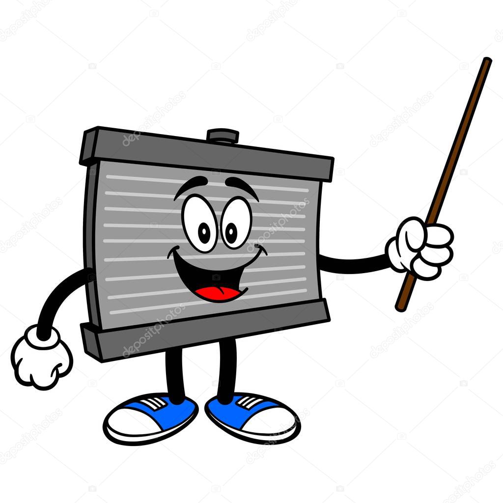 Radiator Mascot with a Pointer Stick  - A cartoon illustration of a Radiator Mascot.