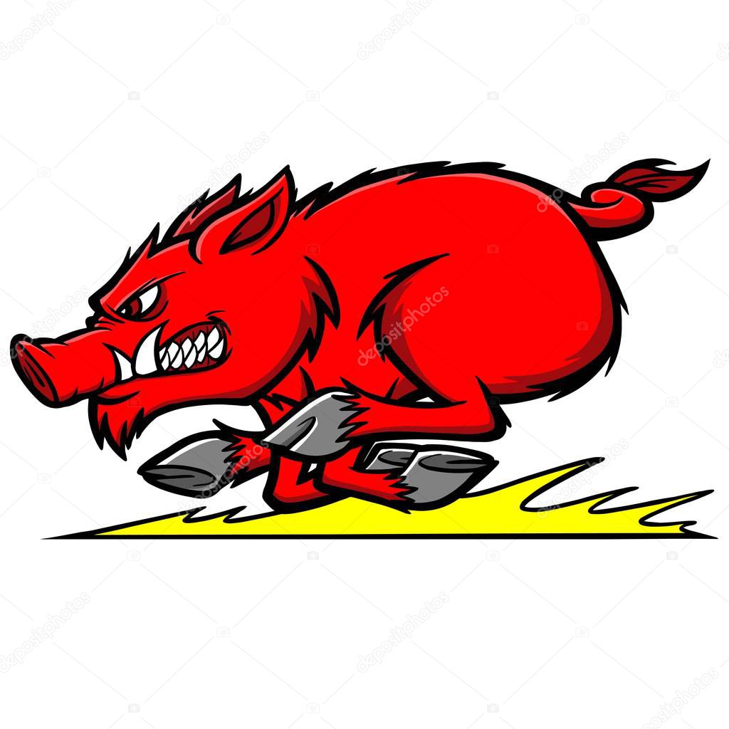 Razorback Run - A cartoon illustration of a Razorback Mascot.