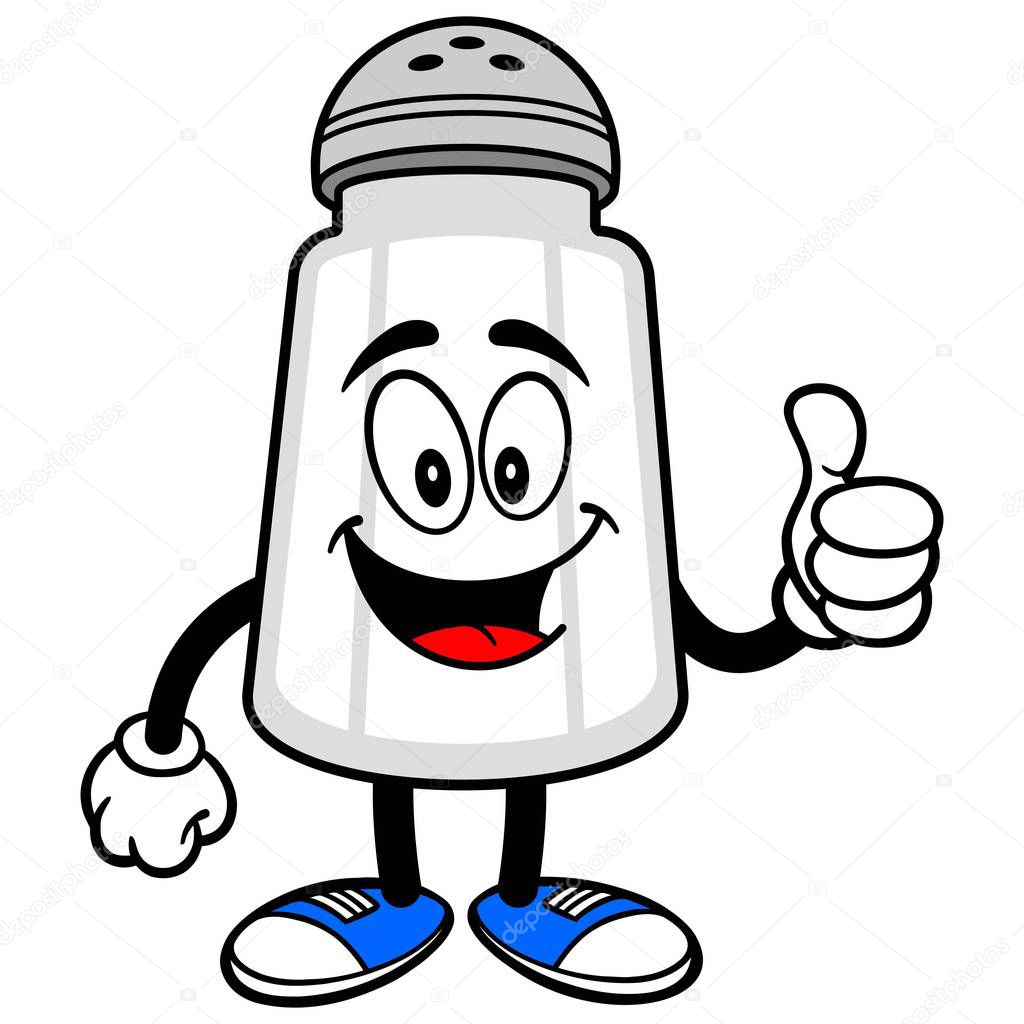 Salt Shaker with Thumbs Up - A cartoon illustration of a Salt Shaker mascot.