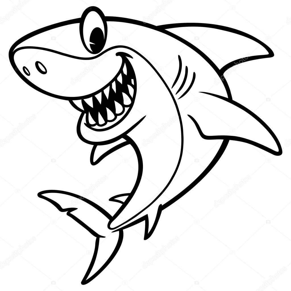 Shark Cartoon Drawing - A cartoon illustration of a Shark.