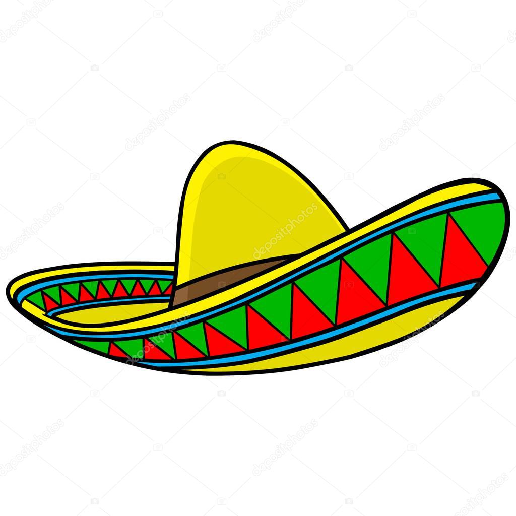 Sombrero - A cartoon illustration of a Mexican Sombrero.