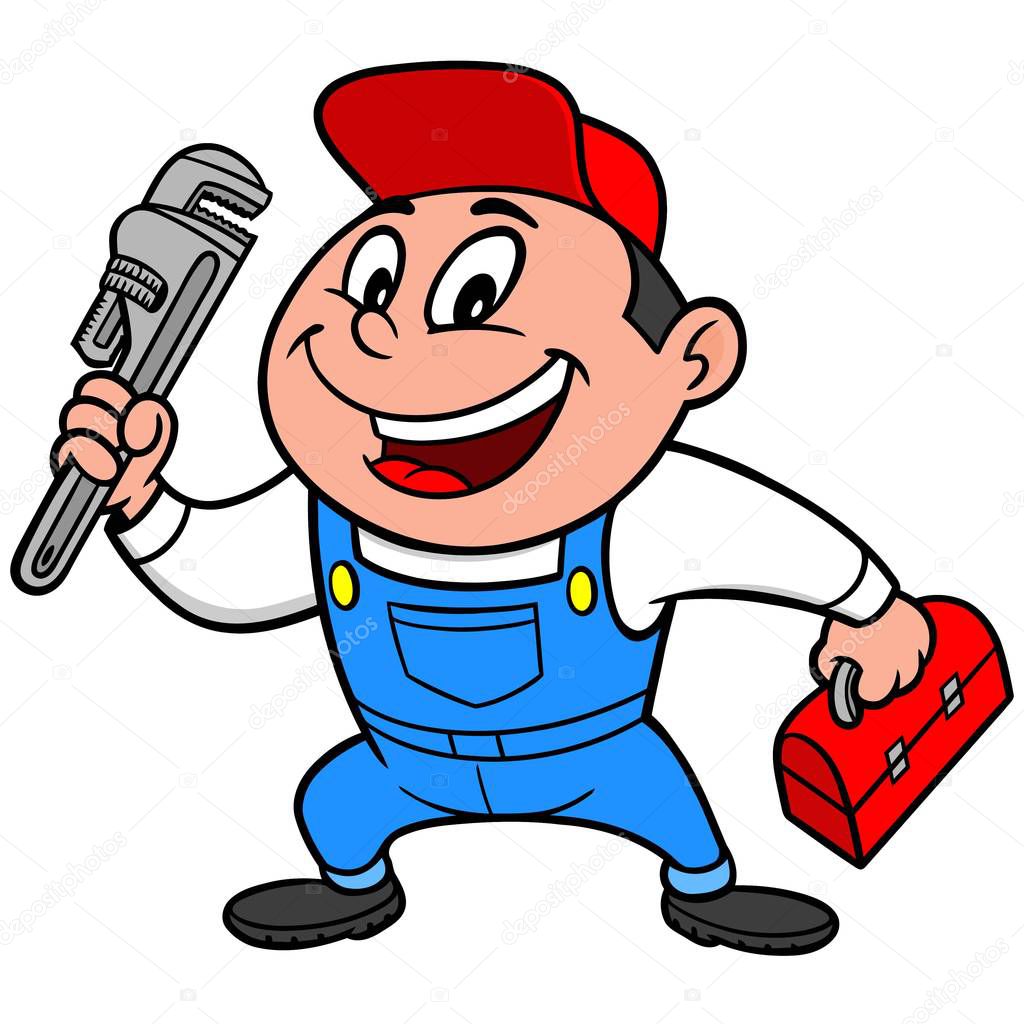 Speedy Mechanic - A cartoon illustration of a handy man with a Wrench.