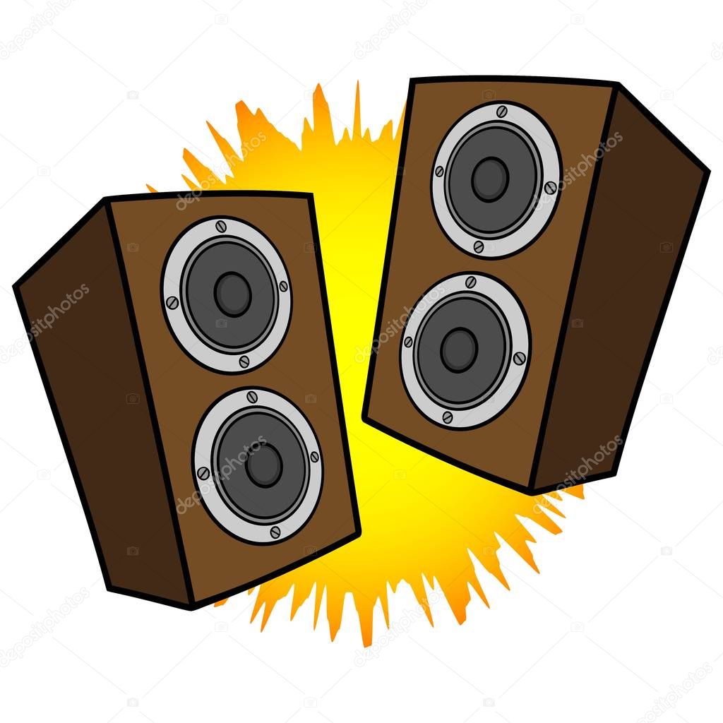 Stereo Speakers - A cartoon illustration of a pair of Stereo Speakers.