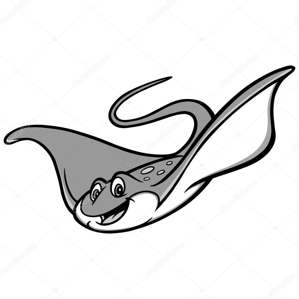Stingray - A cartoon illustration of a Stingray mascot.
