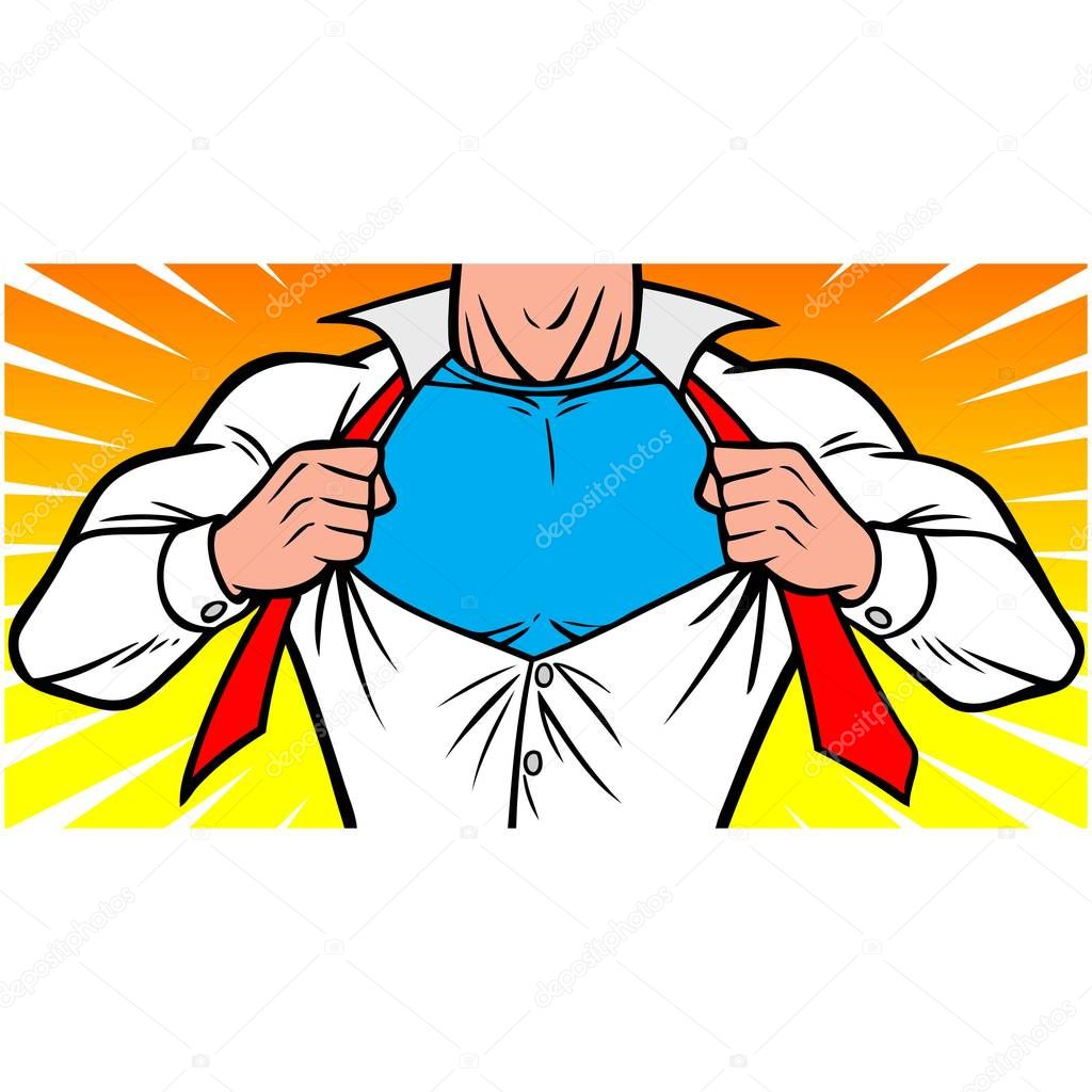 Superhero Chest - A cartoon illustration of a Superhero chest.