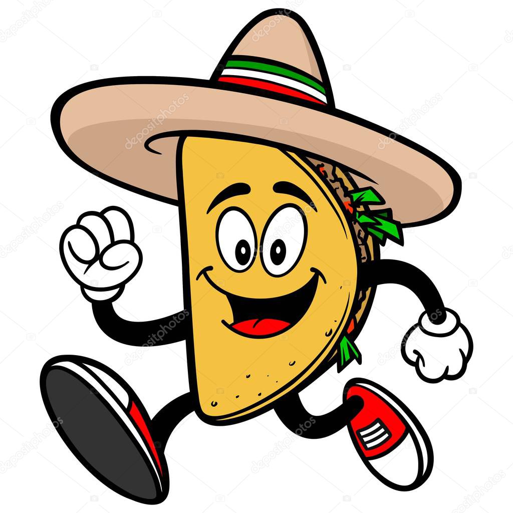 Taco Mascot - A cartoon illustration of a Taco mascot.