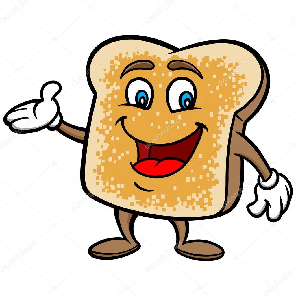 Toast Mascot - A cartoon illustration of a slice of Toast mascot.