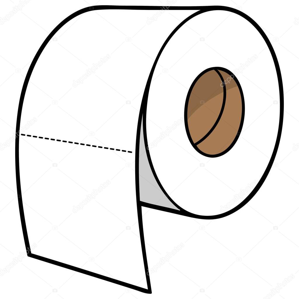Toilet Paper - A cartoon illustration of a roll of toilet paper.