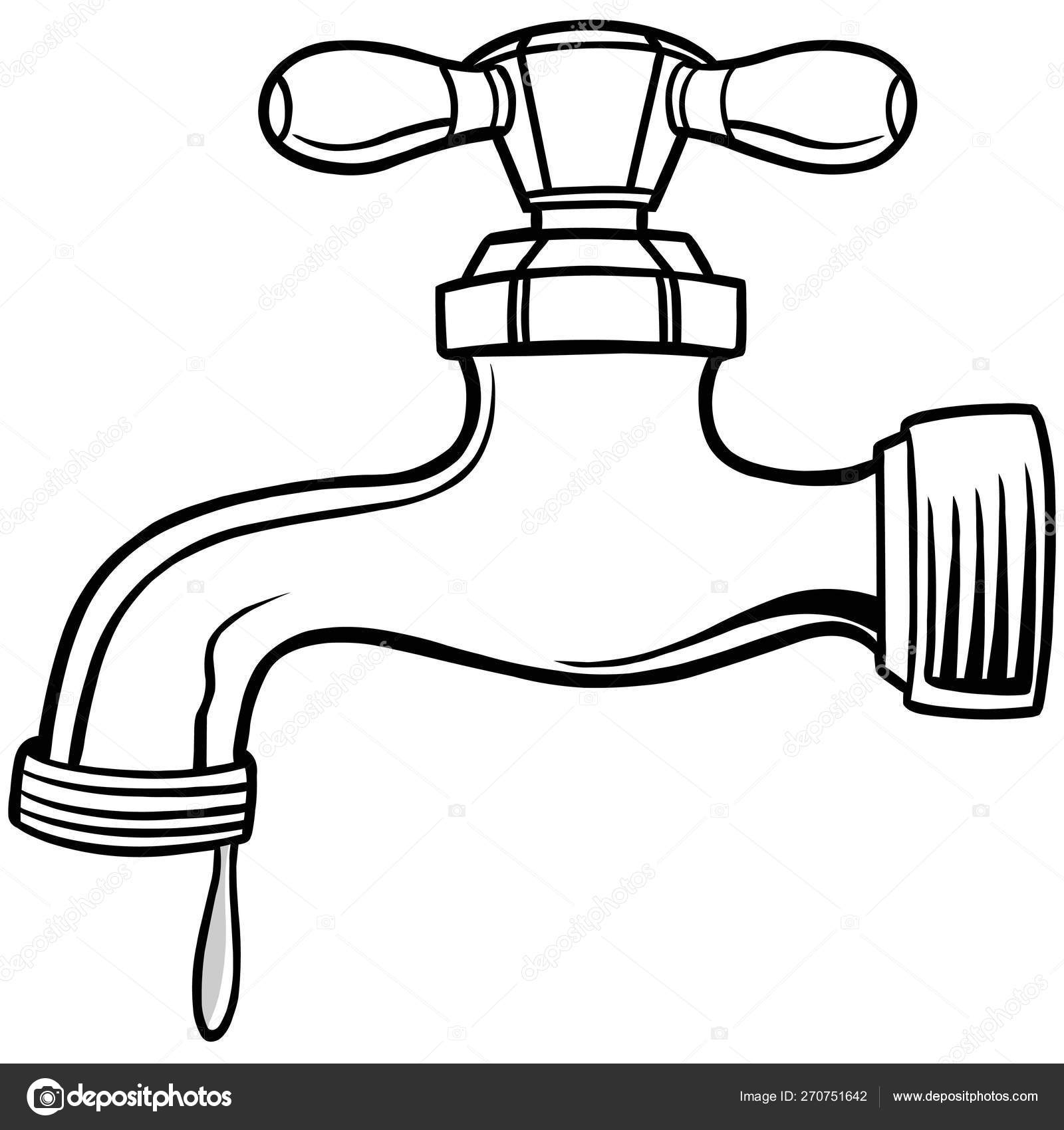 Robinet D'eau Une Illustration Dessin Animé D'un Robinet D'eau Vecteur par  ©larryrains 270751642