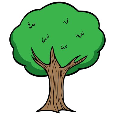 Ağaç - Bir Ağaç bir karikatür illüstrasyon.