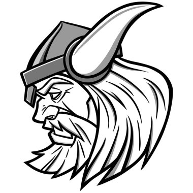 Viking Maskotu - Bir Viking maskotu bir karikatür illüstrasyon.