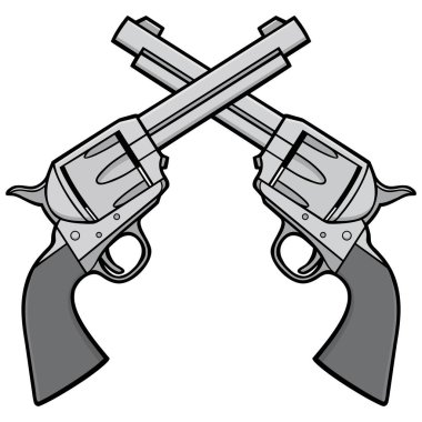 Vahşi Batı Revolverler - Vahşi Batı Revolverler bir çift bir karikatür illüstrasyon.