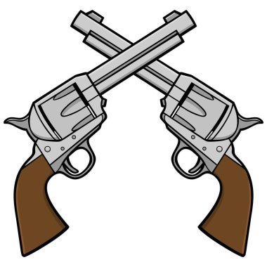 Vahşi Batı Revolverler - Vahşi Batı Revolverler bir çift bir karikatür illüstrasyon.