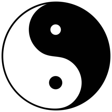 Yin Yang - Bir Yin Yang sembolü bir karikatür illüstrasyon.