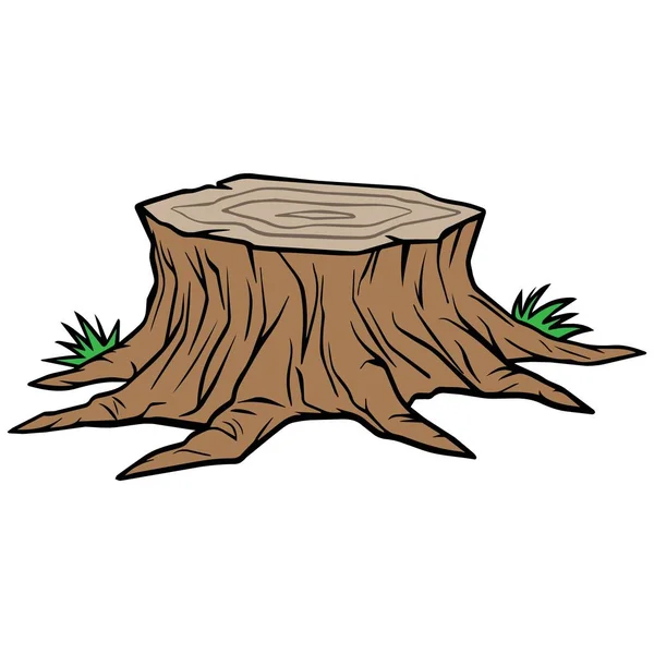 Albero Stump Cartone Animato Illustrazione Tronco Albero — Vettoriale Stock