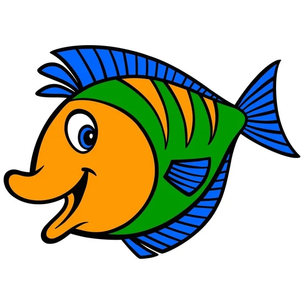 Tropiska Fiskar Tecknad Illustration Tropisk Fisk — Stock vektor