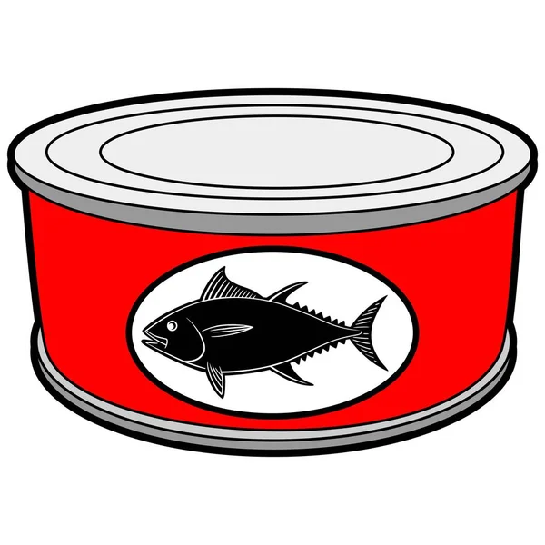 Tuna Can Карикатурная Иллюстрация Банки Тунца — стоковый вектор