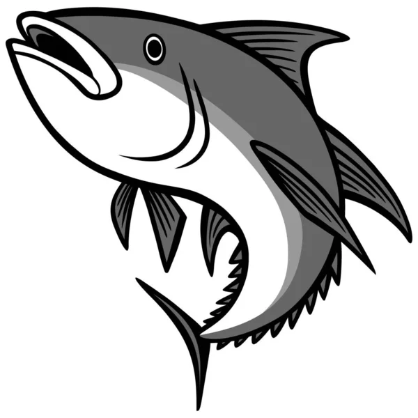 Тунец Карикатурная Иллюстрация Прыжка Рыбы Тунца — стоковый вектор