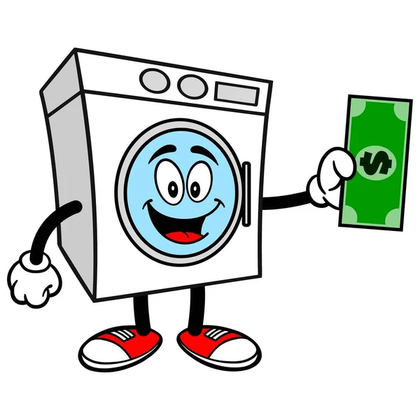 Wasmachine Mascotte Een Cartoon Illustratie Van Een Wasmachine Mascotte — Stockvector