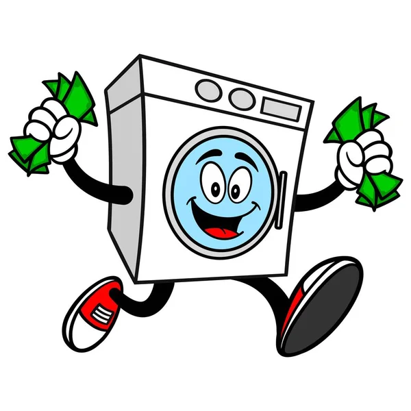 Çamaşır Makinesi Maskotu Çamaşır Makinesi Maskotu Bir Karikatür Illüstrasyon — Stok Vektör