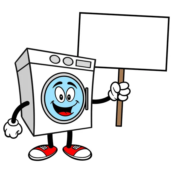 Waschmaschinenmaskottchen Eine Cartoon Illustration Eines Waschmaschinenmaskottchens — Stockvektor