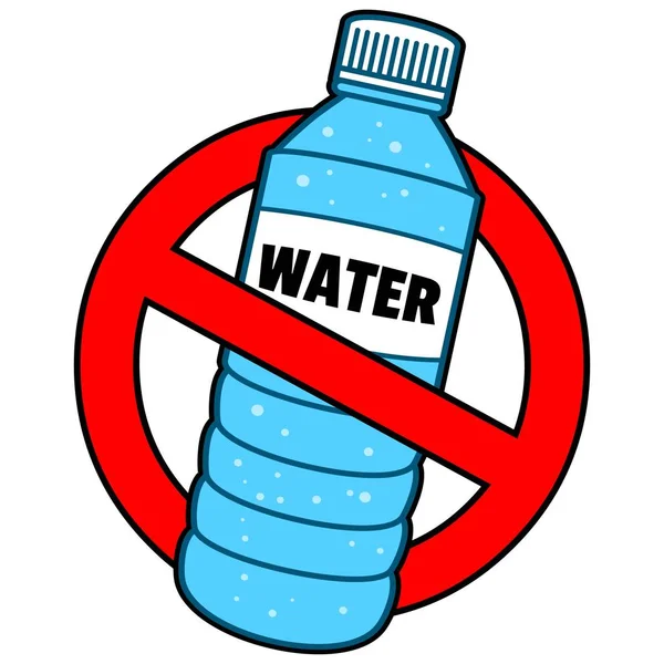 Butelka Wody Znak Zakazu Ilustracja Kreskówka Znak Zakazu Butelki Wody — Wektor stockowy