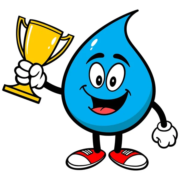 Water Drop Mascotte Een Cartoon Illustratie Van Een Waterdruppel Mascotte — Stockvector