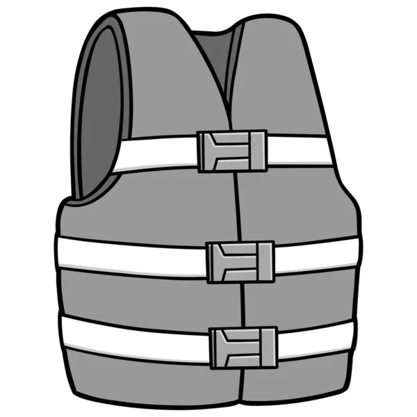 Water Safety Jacket Fumetto Illustrazione Una Giacca Sicurezza Dell Acqua — Vettoriale Stock